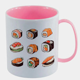 Caneca Polímero Rosa Gu15 Comida Japonesa Sushi