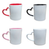 Caneca Porcelana Alça De Coração Colorida 36un