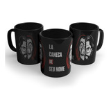 Caneca Preta La Casa De Papel Personalizada Com Nome 325ml
