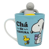 Caneca Snoopy C Infusor De Chá 350ml Em Cerâmica Peanuts