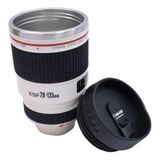 Caneca Térmica Lente Câmera Fotográfica Tampa 450ml Branca