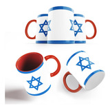 Caneca Vermelha Judaico Estrelas De Davi Frente E Verso