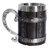 Caneca Viking Estilo Barril Madeira Chopp 600ml Medieval