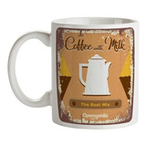Caneca Xícara Coffee Milk Coleção Placas Retrô Café Leite