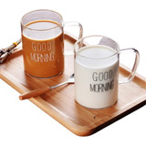 Canecas 2un Good Morning Copo Vidro Para Café Chá 380ml