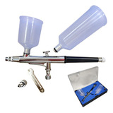 Caneta Aerógrafo Profissional Dupla Ação 0 3mm 2 Cubas Evald