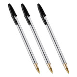 Caneta Bic Crista 1 0 Média Preta Kit 3