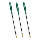 Caneta Bic Crista 1 0 Média Verde Kit 3