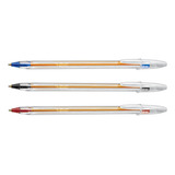 Caneta Bic Cristal Precisão 0 8mm Ponta Fina Kit Com 3 Cores Cor Da Tinta Sortido Cor Do Exterior Transparente