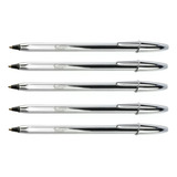 Caneta Bic Esferográfica Preta Celebration Prata Com 5 Unid Exterior Prateado
