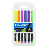Caneta Brush Pen Cis Pincel Aquarelável Tons Neon 6 Cores