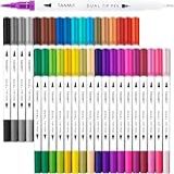 Caneta Brush Pen Kit 36 Cores 2 Em 1 Pontas Pincel E Fina Canetinha Dupla Para Lettering Escolar Colorir Desenho Brush Pen Kit 36
