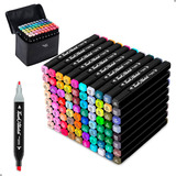 Caneta Brush Pen Marcador Ponta Dupla Hidrográfica 120 Cores