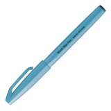 Caneta Brush Sign Pen Cor Azul Claro Fluorescente Pentel
