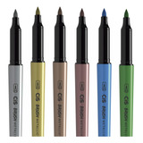Caneta Cis Brush Metallic Kit Com 6 Cores