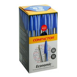 Caneta Compactor Economic Azul Cx C 50 Exterior Transparente