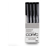 Caneta Copic Multiliner Set A Black Estojo Com 4 Unidades