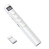 Caneta De Apresentação Wireless Clicker Powerpoint USB Controle Remoto PPT Ponteiro RF 2 4GHz Recarga Tipo C Virar Página Laser Recarregável Bateria Longa Duração Branco