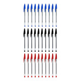 Caneta Esferografica Bic Cristal 30un Cores Azul Preta Vm Exterior Azul Preta Vermelha