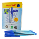 Caneta Esferográfica Compactor Ponta Fina 07 Azul 100 Unid