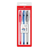 Caneta Esferográfica Faber Castell Ice 0 8mm Vm Az Pt 3 Un