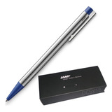 Caneta Esferográfica Lamy Logo Steel Blue Aço Inox