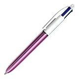 Caneta Esferográfica Retrátil BIC- 4 Cores Clássicas- Corpo Rosa Metálico- Ponta Média De 1-0mm- 904222- 1 Unidade