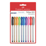 Caneta Esferográfica Trilux 032 1 0mm Faber castell Sm 032esc10 10 Cores