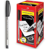 Caneta Esferográfica Trilux 1 0mm Ponta Media Cx C 50 Tinta Preto Exterior Transparente