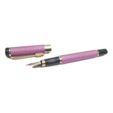 Caneta Executiva Bico De Pena Metal Luxo Refil Presente Cor Da Tinta Preto Cor Do Exterior Rosa