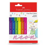 Caneta Hidrográfica Fine Pen 0 4mm Faber Castell 6 Cores Neon