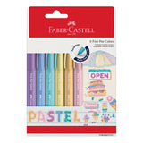 Caneta Hidrográfica Fine Pen 0 4mm Faber Castell 6 Cores Pastel