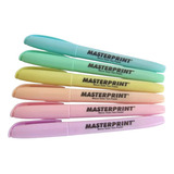 Caneta Marca Texto Pastel Masterprint Caixa Com 6 Unidades