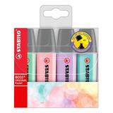 Caneta Marca Texto Stabilo Boss 70 4 2 4 Cores Tons Pastel