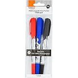 Caneta Marcador CD Dvd E Retroprojetor Ponta Dupla Blister Com 3 Unidades BRW Modelo CA5015 Cor Multicor