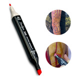 Caneta Marcadora Decalque Tatuagem Freehand 2 Ponta Vermelha