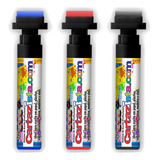Caneta P Cartaz Super Combo 10x30 Pincel Ponta Grossa Com 3