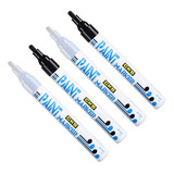 Caneta Paint Marker Marcador Industrial Permanente Branco C4 Cor Preto E Branco