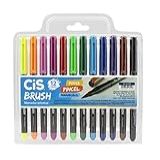 Caneta Pincel Brush Aquarelável Com 12 Cores Cis