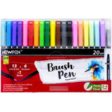 Caneta Pincel Brush Pen Blender 20 Cores 17 039 Newpen
