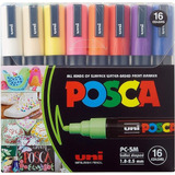 Caneta Posca Pc 5m 16 Cores Uniball Ponta Média Redonda