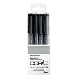 Caneta Preta Copic Multiliner Set A C 4 Unidades Cor Preto