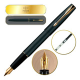 Caneta Tinteiro Frontier Parker Preto Gt Matte Conversor