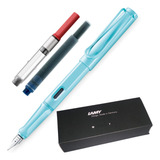 Caneta Tinteiro Lamy Safari Aquasky Ed Limitada Conversor Tinta Azul