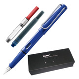 Caneta Tinteiro Lamy Safari Azul Extra Fina Ef Conversor