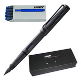Caneta Tinteiro Lamy Safari Charcoal F Fina C 5 Cartuchos