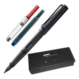 Caneta Tinteiro Lamy Safari Charcoal F Pena Fina Conversor
