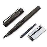 Caneta Tinteiro Lamy Safari Ponta Média 5 Cartuchos De Tinta Preta Matte Black