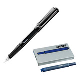 Caneta Tinteiro Lamy Safari Preto 5 Cartuchos Azul