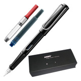 Caneta Tinteiro Lamy Safari Shiny Black Conversor Pena M
